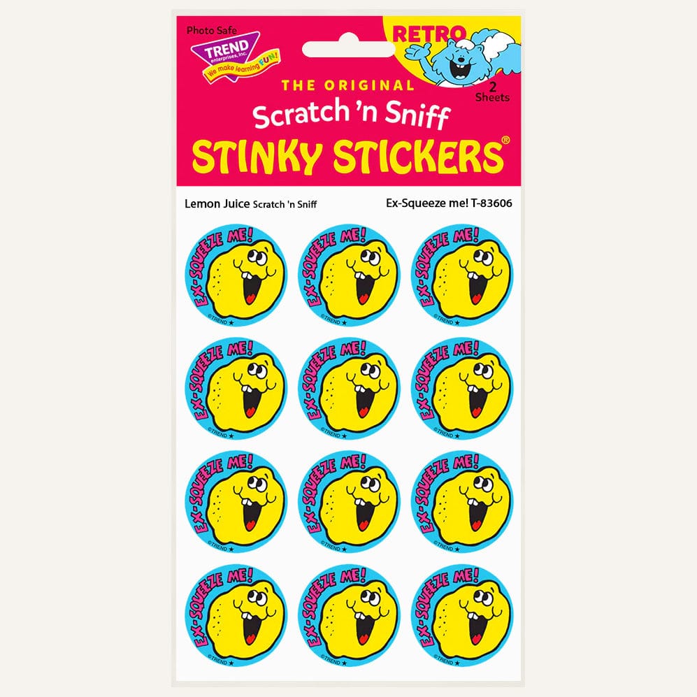 Silly Lemon Juice Scented Retro Scratch 'n Sniff Stinky Stickers