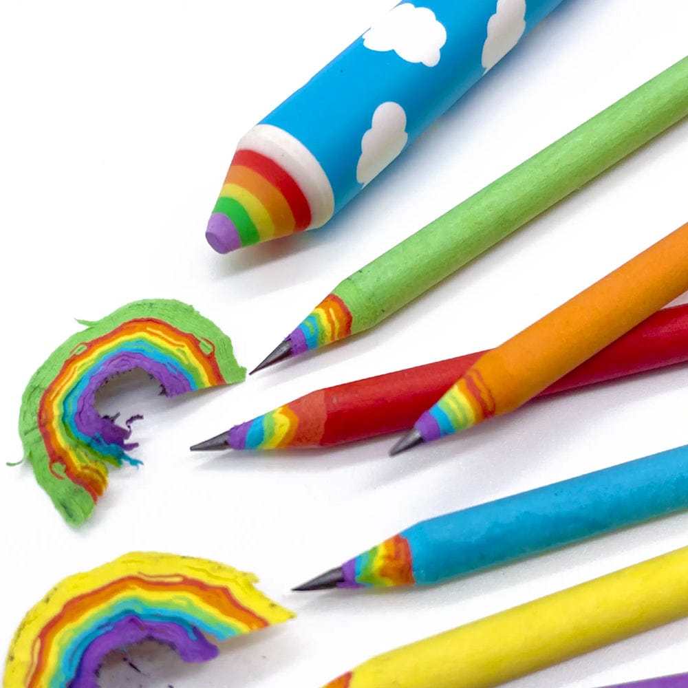 Recycled Rainbow Pencil + Eraser Set