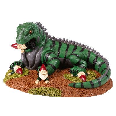 Funny Yard Gnomw - Kwirkworks Iguana Attack Gnome