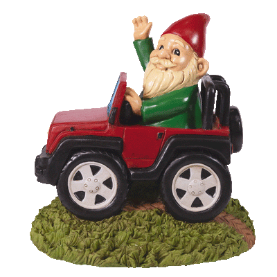 Jeep Driving Garden Gnome