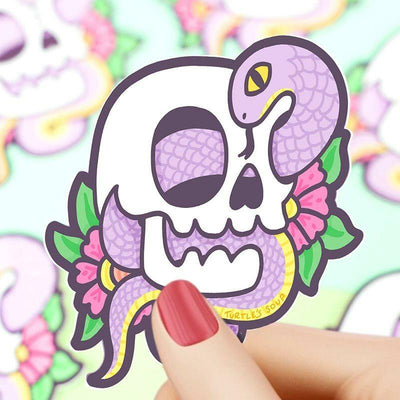 Flowery Snake Skull Sticker - Turtle's Soup