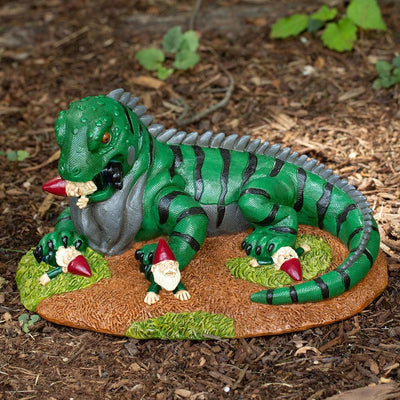 Gnarly Garden Gnome Iguana Attack - Funny Gnomes - Kwirkworks