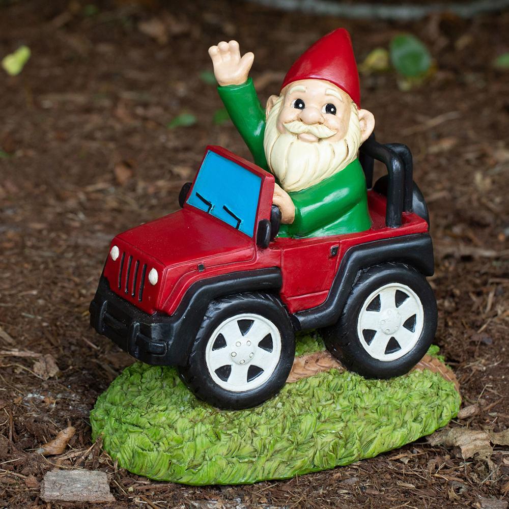 Jeep Wave Off-Roadin' Garden Gnome - Funny Gnomes - Kwirkworks