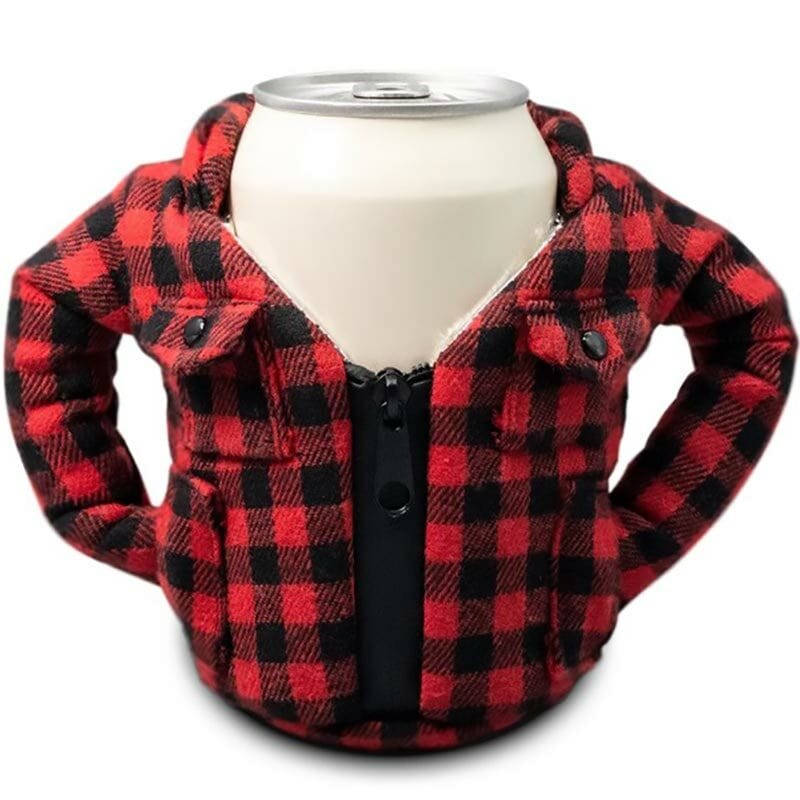 Buffalo Plaid Flannel Jacket Beverage Koozie by Puffin