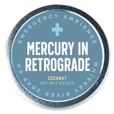 Mercury In Retrograde Emergency Ambiance Travel Tin Candle - Whiskey River Soap Co.