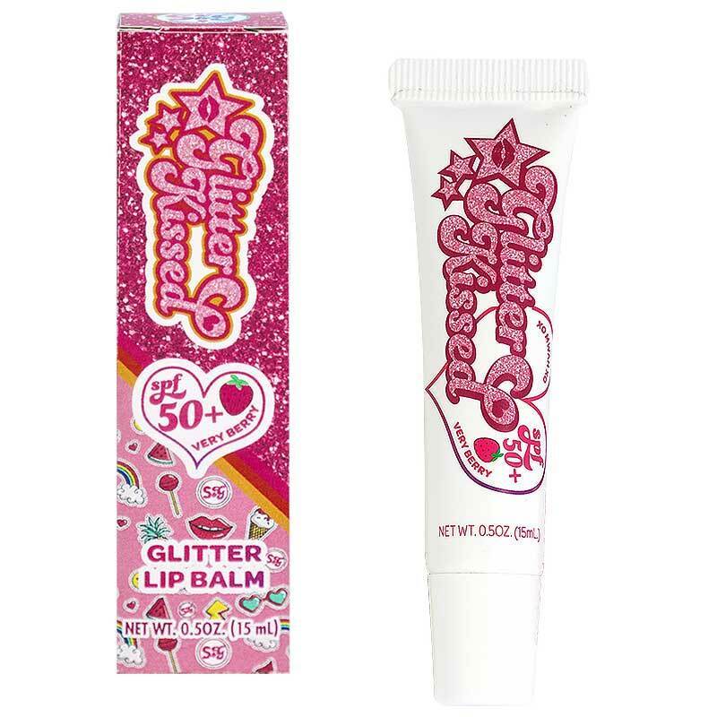 Glitter Kissed SPF 50+ Berry Lip Gloss by Sunshine & Glitter