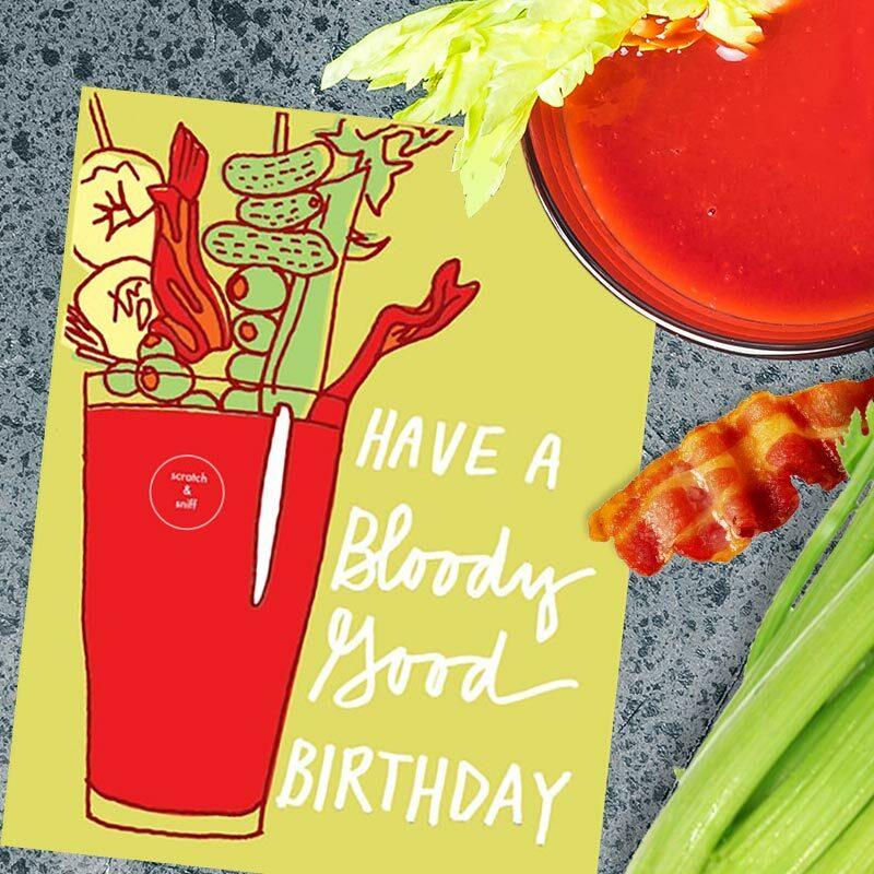 Scratch & Sniff Bloody Mary Birthday Card - La Familia Green