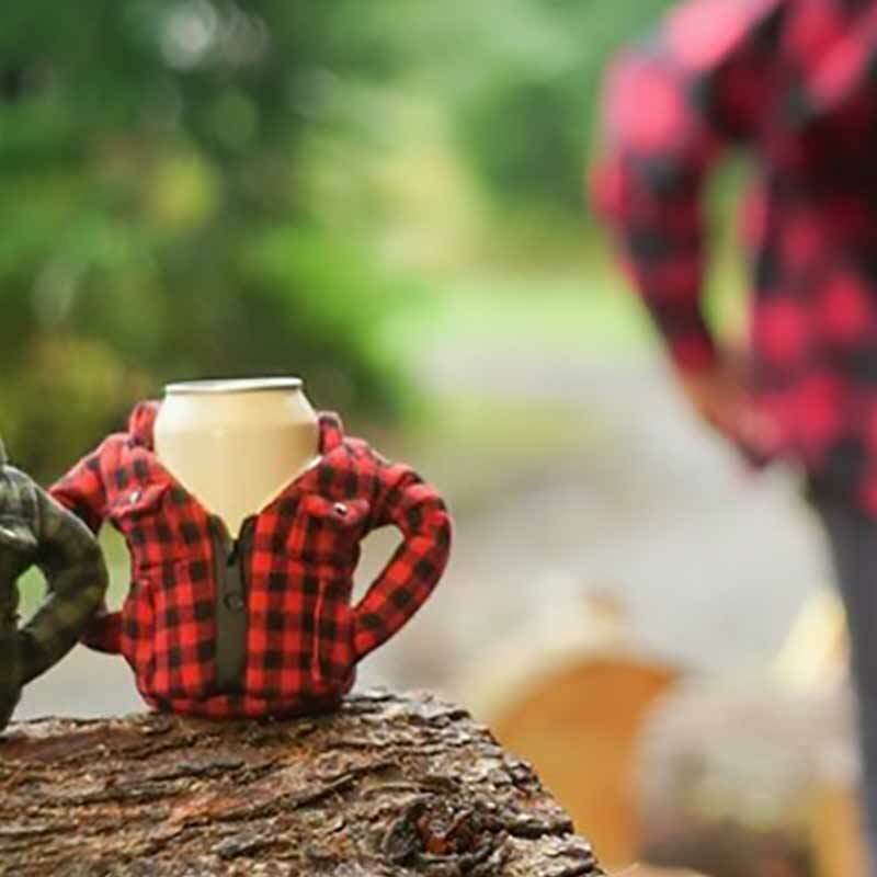 Buffalo Plaid Flannel Jacket Beverage Holder - Unique Gift by Puffin