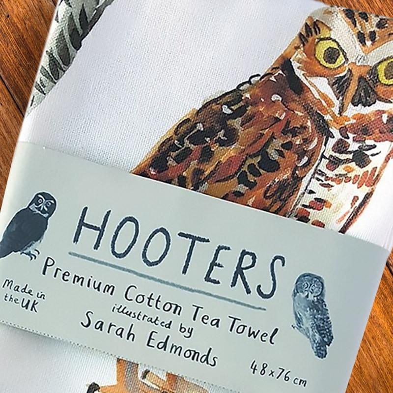 Hooters Dirty Pun Owl Dish Towel - Unique Gift by Sarah Edmonds Illustration