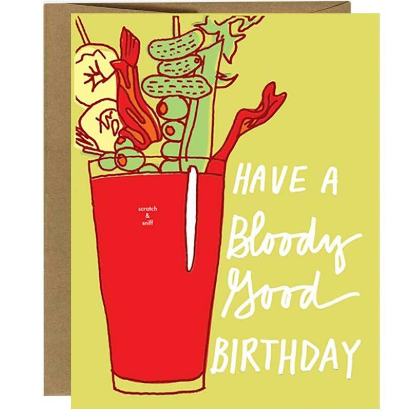 Scratch & Sniff Bloody Mary Birthday Card - Unique Gift by La Familia Green